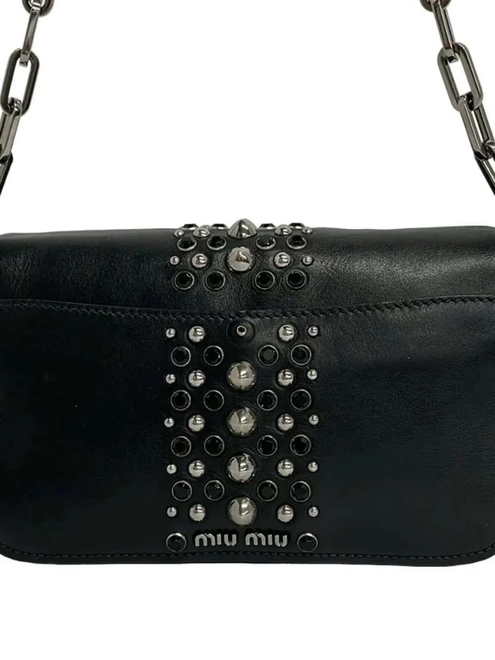 miumiu Black Leather Shoulder Bag
